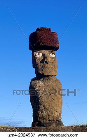 CHILE, EASTER ISLAND, HANGA ROA, AHU TAHAI, MOAI STATUE. View Large Photo Image Stock Photo - CHILE, EASTER ISLAND, HANGA ROA, AHU TAHAI, MOAI STATUE.. Fotosearch