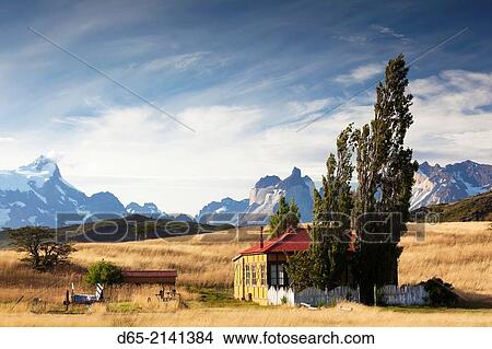 Chile, Magallanes Region, Torres del Paine National Park, park buildings by Refugio Lago Toro. View Large Photo Image Picture - Chile, Magallanes Region, Torres del Paine National Park, park buildings by Refugio Lago Toro.. Fotosearch
