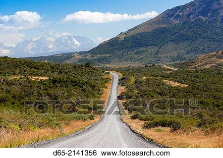 Chile, Magallanes Region, Torres del Paine National Park, road to the park. View Large Photo Image Stock Photograph - Chile, Magallanes Region, Torres del Paine National Park, road to the park.. Fotosearch