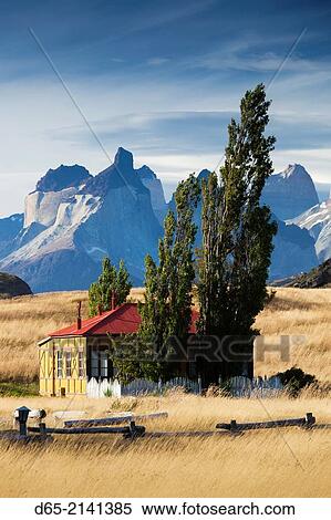 Chile, Magallanes Region, Torres del Paine National Park, park buildings by Refugio Lago Toro. View Large Photo Image Stock Photography - Chile, Magallanes Region, Torres del Paine National Park, park buildings by Refugio Lago Toro.. Fotosearch
