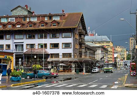 Chile. Puerto Montt city. City center. Lakes district. View Large Photo Image Stock Photo - Chile. Puerto Montt city. City center. Lakes district.. Fotosearch