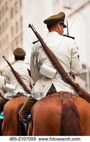 Chile, Santiago, Palacio de la Moneda, Presidential Palace, changing of the guards ceremony. View Large Photo Image Stock Photo - Chile, Santiago, Palacio de la Moneda, Presidential Palace, changing of the guards ceremony.. Fotosearch