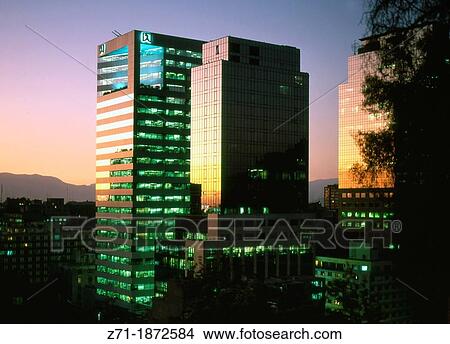 Chile, Santiago, skyline, office buildings, View Large Photo Image Picture - Chile, Santiago, skyline, office buildings,. Fotosearch