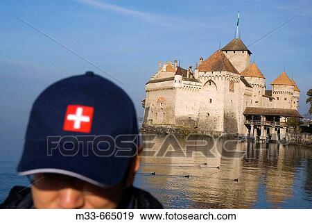 Chillon Castle and Geneva lake in Montreux. Switzerland.. View Large Photo Image Stock Photo - Chillon Castle and Geneva lake in Montreux. Switzerland... Fotosearch