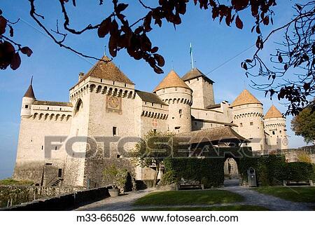 Chillon Castle in Montreux. Switzerland.. View Large Photo Image Stock Photograph - Chillon Castle in Montreux. Switzerland... Fotosearch