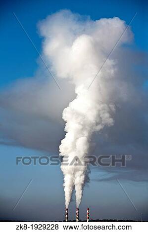 Chimney expelling pollutant gases to the air, Spain View Large Photo Image Stock Photo - Chimney expelling pollutant gases to the air, Spain. Fotosearch