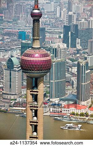 Picture - China 2010 Shanghai City Oriental Pearl Tower Huangpu River.. Fotosearch