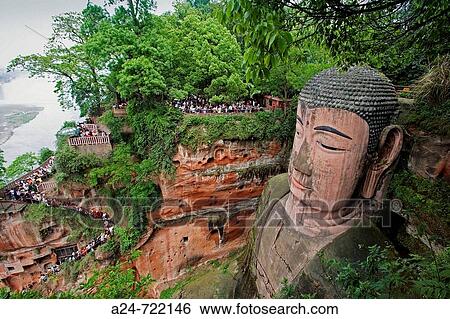 China- April 2008. Sichuan Province. Leshan City. The Grand Buddha (Da Fo) W. H. View Large Photo Image Stock Photograph - China- April 2008. Sichuan Province. Leshan City. The Grand Buddha (Da Fo) W. H.. Fotosearch