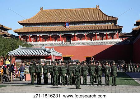 China, Beijing, Forbidden City, Meridian Gate, guards. View Large Photo Image Stock Image - China, Beijing, Forbidden City, Meridian Gate, guards.. Fotosearch