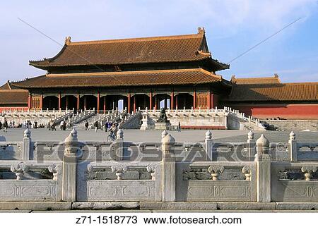 Stock Image - China, Beijing, Forbidden City, Supreme Harmony Gate.. Fotosearch