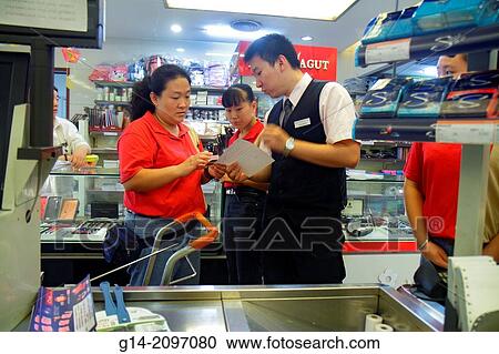 China, Beijing, Guang An Men Nei Da Jie, Guanganmen Outer Street, Rainbow Center, centre, shopping, supermarket, grocery store, sale, Asian, man, manager, woman, employee, coworkers, supervising,. View Large Photo Image Stock Image - China, Beijing, Guang An Men Nei Da Jie, Guanganmen Outer Street, Rainbow Center, centre, shopping, supermarket, grocery store, sale, Asian, man, manager, woman, employee, coworkers, supervising,.. Fotosearch