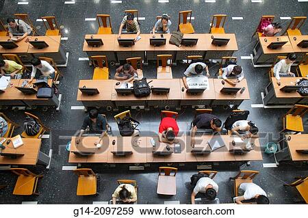 China, Beijing, Haidian District, Peking University, PKU, Beid?, higher education, campus, library, study hall, computer monitors, Internet terminal access, Asian, teen, boy, girl, woman, man, student, overhead view, aerial,. View Large Photo Image Stock Photo - China, Beijing, Haidian District, Peking University, PKU, Beid?, higher education, campus, library, study hall, computer monitors, Internet terminal access, Asian, teen, boy, girl, woman, man, student, overhead view, aerial,.. Fotosearch
