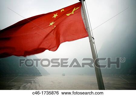 China Flag, The Three Gorges, Yangtze River, China. View Large Photo Image Stock Photograph - China Flag, The Three Gorges, Yangtze River, China.. Fotosearch