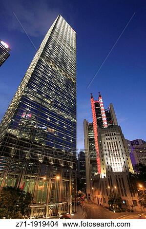 China, Hong Kong, Central district at night, Cheung Kong Centre, HSBC Bank, View Large Photo Image Picture - China, Hong Kong, Central district at night, Cheung Kong Centre, HSBC Bank,. Fotosearch