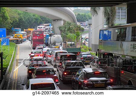 China, Hong Kong, Kowloon, East Kowloon Corridor, highway, traffic, cars, bus, merging,. View Large Photo Image Stock Photography - China, Hong Kong, Kowloon, East Kowloon Corridor, highway, traffic, cars, bus, merging,.. Fotosearch