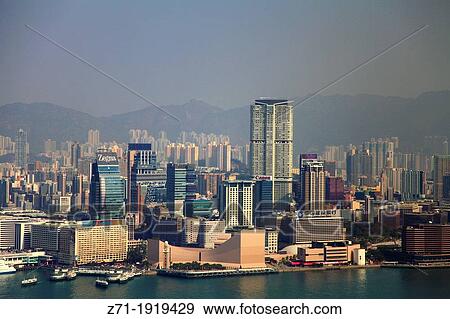 China, Hong Kong, Kowloon, skyline, aerial view, View Large Photo Image Stock Photo - China, Hong Kong, Kowloon, skyline, aerial view,. Fotosearch