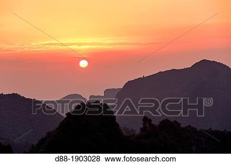 China, Hunan Province, Zhangjiajie National Forest Park, UNESCO World Heritage Site, Tianzi Mountains, sunrise View Large Photo Image Stock Photo - China, Hunan Province, Zhangjiajie National Forest Park, UNESCO World Heritage Site, Tianzi Mountains, sunrise. Fotosearch