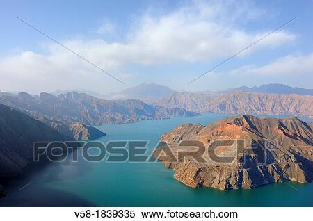 China, Qinghai, Amdo, Yellow River, Li Jia Xia reservoir View Large Photo Image Stock Photography - China, Qinghai, Amdo, Yellow River, Li Jia Xia reservoir. Fotosearch