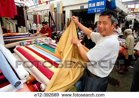China. Shanghai, old textile market View Large Photo Image Stock Photo - China. Shanghai, old textile market. Fotosearch