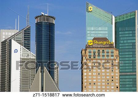 Stock Photo - China, Shanghai, Pudong business district skyline. Fotosearch