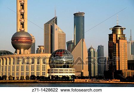 China, Shanghai, Pudong, skyline, skyscrapers, business district, View Large Photo Image Stock Image - China, Shanghai, Pudong, skyline, skyscrapers, business district,. Fotosearch