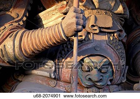 Stock Image - China, Shanxi, Pingyao, founded around the year 800 BC, listed as World Heritage by UNESCO, Xu Qing Taoist temple. Fotosearch