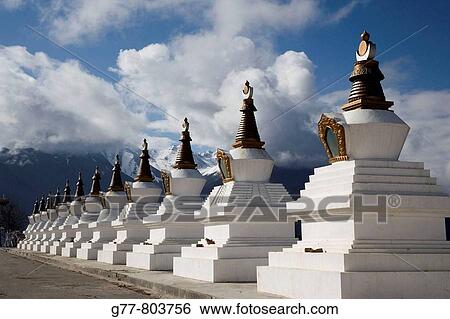 China Yunnan Shangri-La region Dequin, called Shangri-La on the Tibetan Border Buddhist Stupas View Large Photo Image Stock Photograph - China Yunnan Shangri-La region Dequin, called Shangri-La on the Tibetan Border Buddhist Stupas. Fotosearch