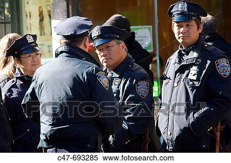 Chinese Auxiliary Police officers. Chinatown. Manhattan. New York City. USA. View Large Photo Image Stock Photography - Chinese Auxiliary Police officers. Chinatown. Manhattan. New York City. USA.. Fotosearch