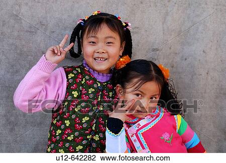 Chinese girls. Qinghai. Huzhu. China. View Large Photo Image Stock Image - Chinese girls. Qinghai. Huzhu. China.. Fotosearch