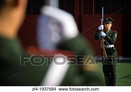 Chinese soldiers in the Forbidden City. China, Beijing. View Large Photo Image Picture - Chinese soldiers in the Forbidden City. China, Beijing.. Fotosearch