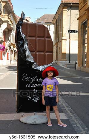 Stock Photography - Chocolate on a street of Neuchatel, Switzerland. Fotosearch