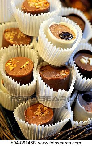 Chocolates at La Boqueria market, Barcelona. Catalonia, Spain View Large Photo Image Stock Photo - Chocolates at La Boqueria market, Barcelona. Catalonia, Spain. Fotosearch