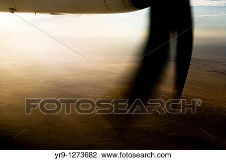 Stock Image - Chott El-Jerid, in the middle of south Tunisian desert, seen trough the propellers. Fotosearch
