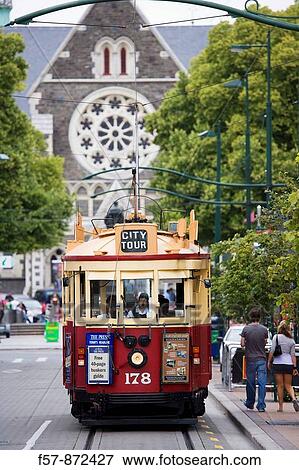 Stock Photo - Christchurch Tramway, South Island, New Zealand. Fotosearch
