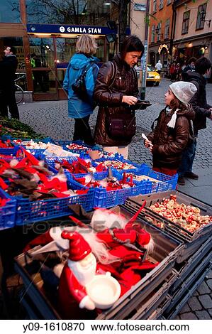 Stock Image - Christmas fair, Gamla Stan, Stockholm, Sweden. Fotosearch