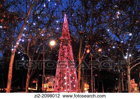 Stock Image - Christmas lights, Madrid, Spain. Fotosearch