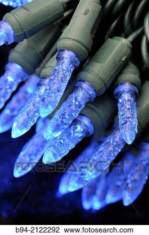 Stock Image - Christmas lights. Santa Llucia Christmas fair, Barcelona. Catalonia, Spain.. Fotosearch