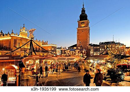 Christmas market at the Main market square, Krakow, Poland, Central Europe View Large Photo Image Stock Photo - Christmas market at the Main market square, Krakow, Poland, Central Europe. Fotosearch