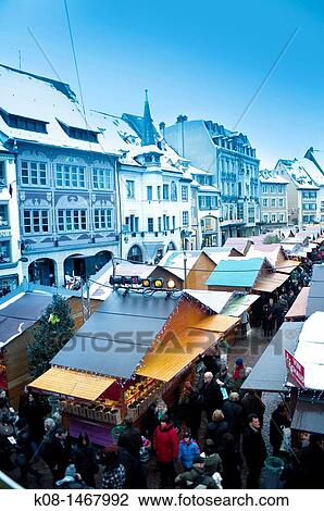 Stock Image - Christmas market, Mulhouse, Alsace, France. Fotosearch