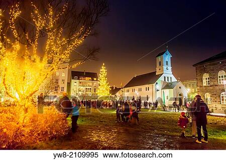 Stock Photography - Christmas time, Reykjavik, Iceland.. Fotosearch