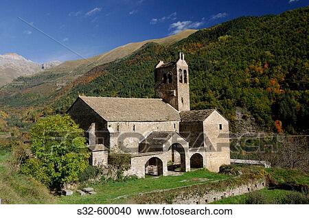 Church (16th century) in Linas de Broto. Huesca province, Arag? n. Pyrenees Mountains, Spain View Large Photo Image Stock Image - Church (16th century) in Linas de Broto. Huesca province, Arag? n. Pyrenees Mountains, Spain. Fotosearch