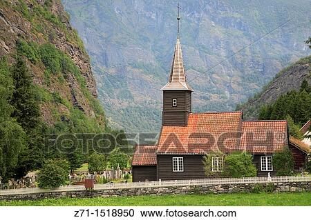 Church and cemetery, Flam, Norway View Large Photo Image Stock Image - Church and cemetery, Flam, Norway. Fotosearch
