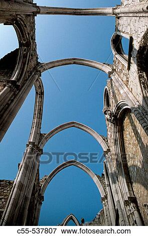 Church do Carmo ruins, Lisbon. Portugal View Large Photo Image Stock Photo - Church do Carmo ruins, Lisbon. Portugal. Fotosearch