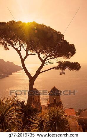 Church of Annunziata and Mediterranean sea view from the gardens of Villa Rufolo, Ravello, Amalfi Peninsula, Campania, Italy View Large Photo Image Stock Photography - Church of Annunziata and Mediterranean sea view from the gardens of Villa Rufolo, Ravello, Amalfi Peninsula, Campania, Italy. Fotosearch