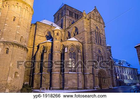 Stock Photograph - Church of Our Lady, illuminated at night, World Heritage Site, Trier, Rhineland-Palatinate, Germany. Fotosearch