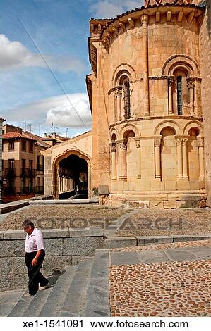 Stock Image - Church of Saint Martin, Romanesque, Segovia, Spain. Fotosearch
