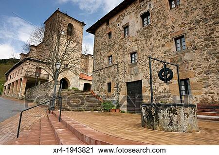 Stock Image - Church of San Miguel, Ezkio - Itxaso, Goierri, Gipuzkoa, Guipuzcoa, Basque Country, Spain. Fotosearch