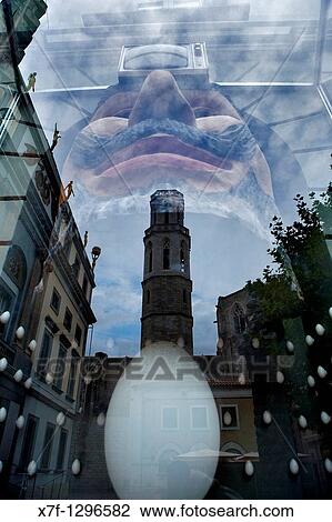 Church of Sant Pere Reflected in a Shop window of Dal??s Theatre Museum, that houses a sculpture, Figueres. Girona province. Catalonia. Spain View Large Photo Image Stock Image - Church of Sant Pere Reflected in a Shop window of Dal??s Theatre Museum, that houses a sculpture, Figueres. Girona province. Catalonia. Spain. Fotosearch