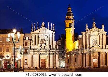 Church of Santa Cristina and Church of San Carlo at Dusk Turin Piedmont Italy. View Large Photo Image Stock Image - Church of Santa Cristina and Church of San Carlo at Dusk Turin Piedmont Italy.. Fotosearch