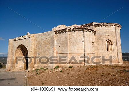 Stock Image - Church of Santa Maria of Uceda, Guadalajara. Fotosearch